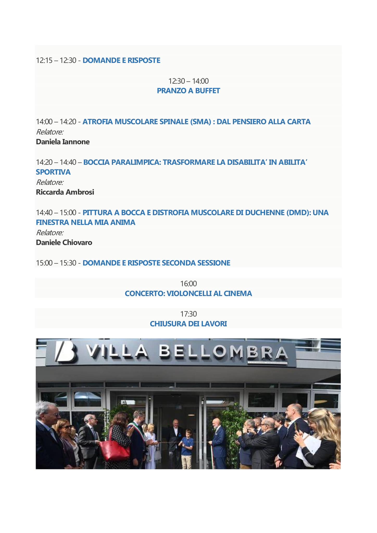 Programma della giornat